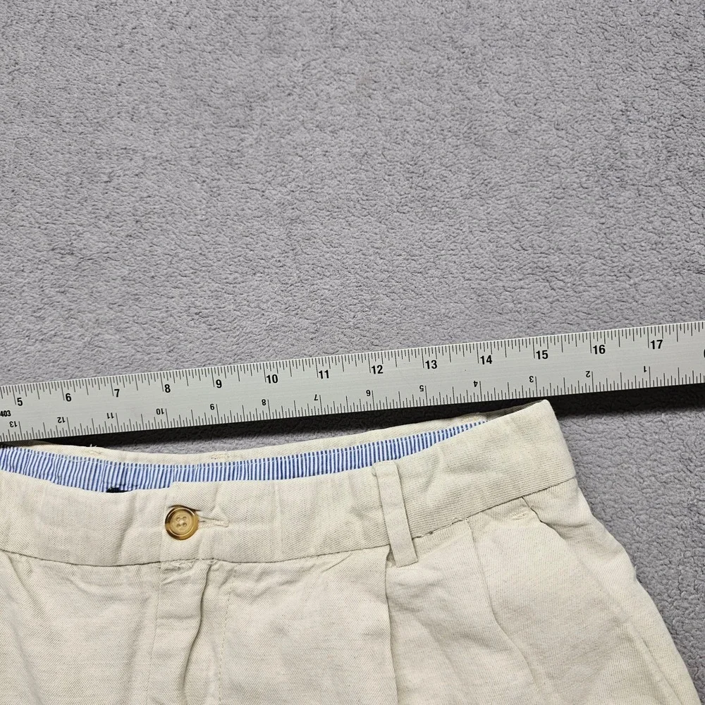 Club Room Mens 33x30 Linen Cotton Pleated Pants Beige Wide Leg Relaxed Chinos